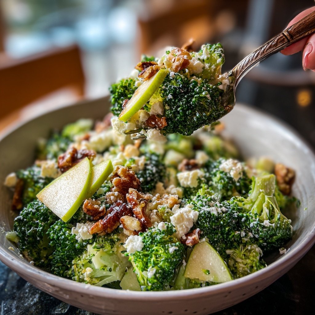Brokkoli-Salat mit Äpfeln, Nüssen & Feta – Knackig & frisch