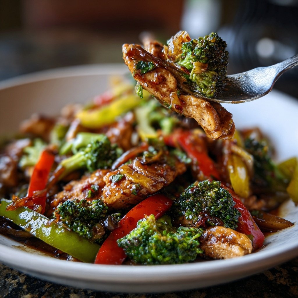 Kalorienarme Hähnchenpfanne Mit Brokkoli Und Paprika