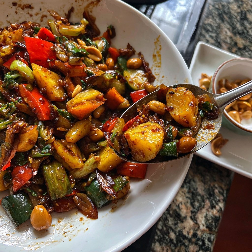 Asiatische Gemüsepfanne mit Erdnuss