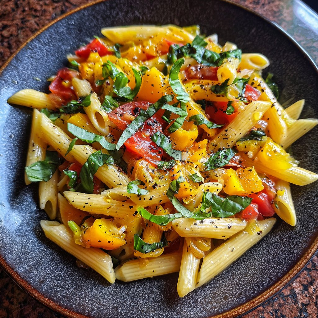 Abendessen mit Pasta und Gemüse