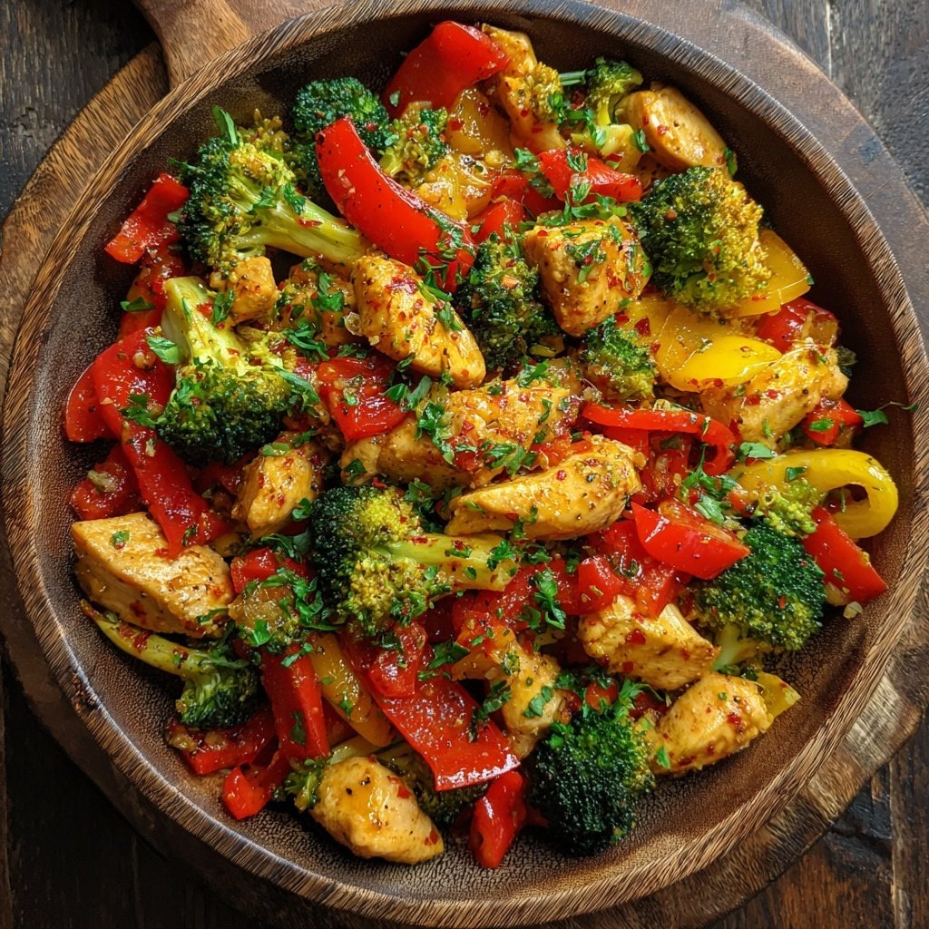 Kalorienarme Hähnchenpfanne Mit Brokkoli Und Paprika