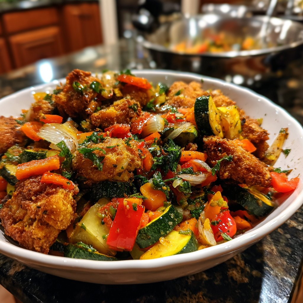 Kalorienarme Gemüsepfanne Mit Hähnchen