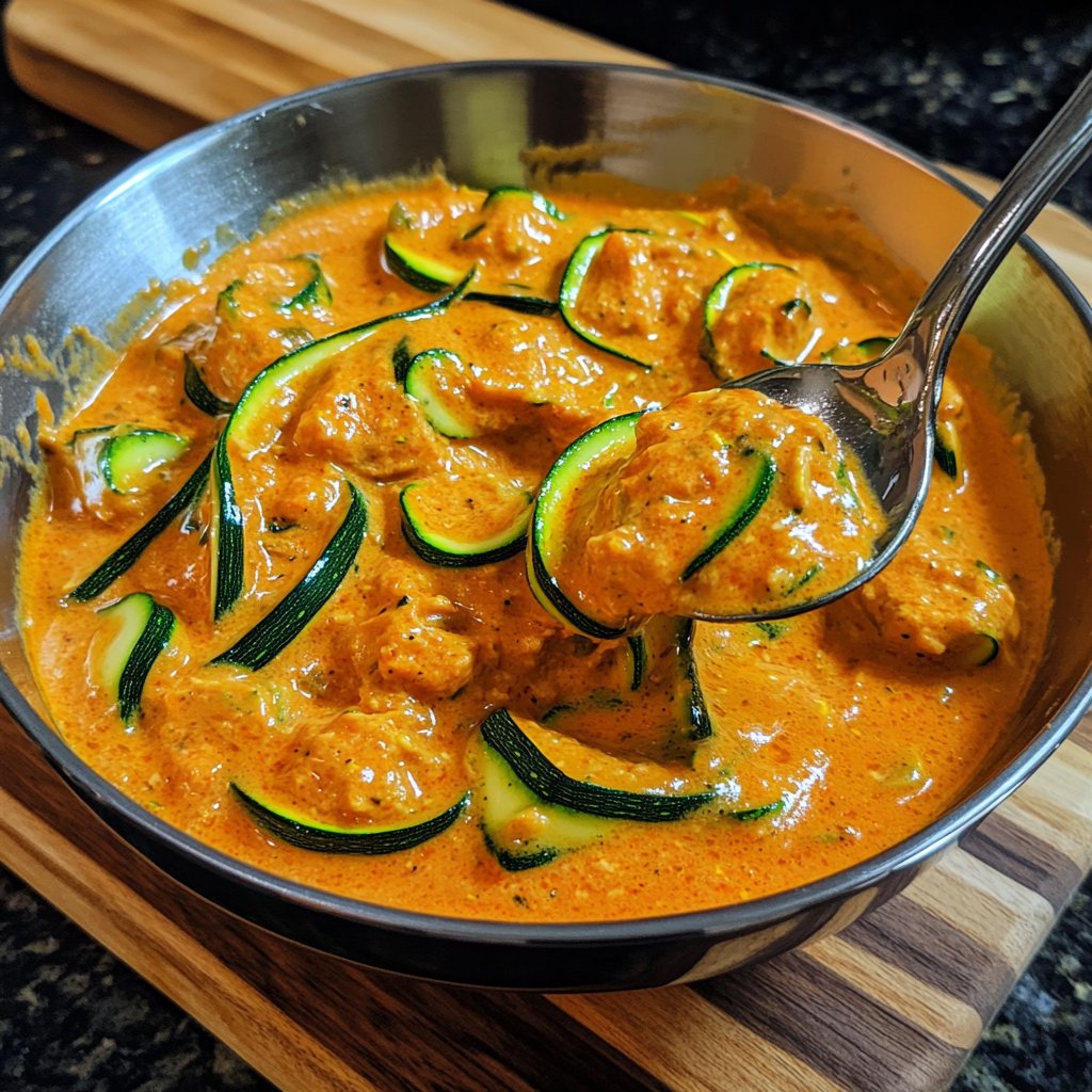 Cremige Kürbissuppe mit Zucchini