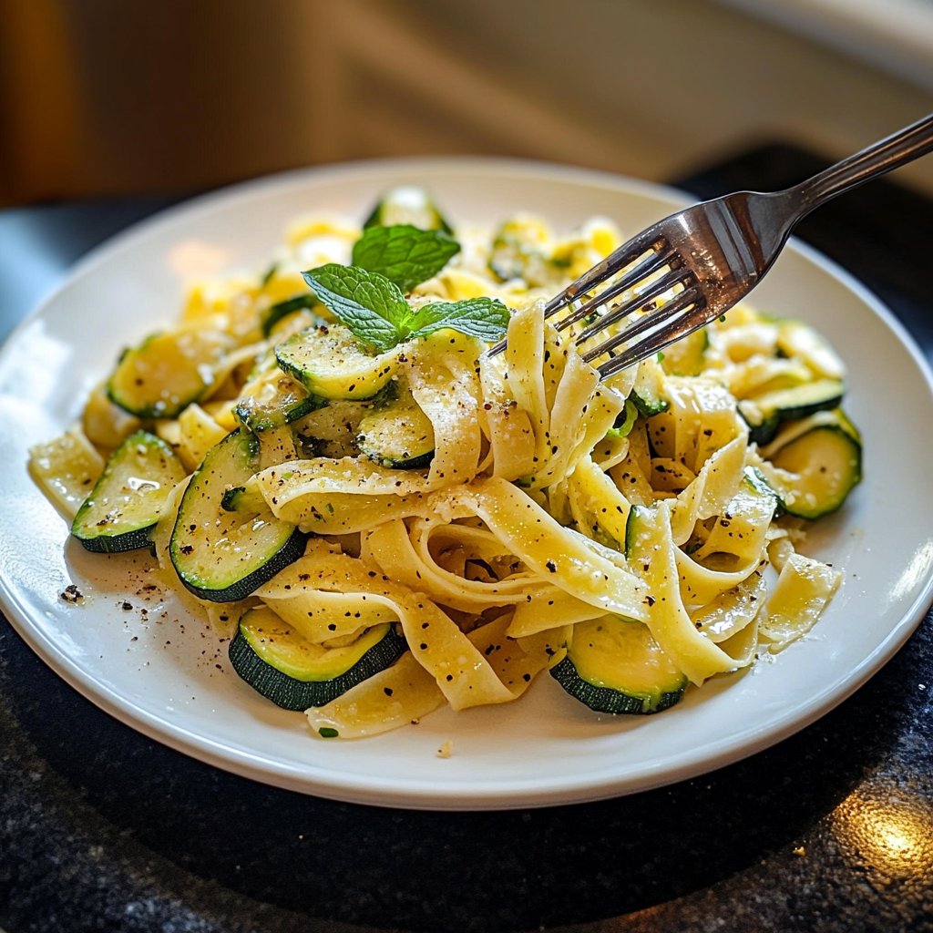 Tagliatelle mit Zucchini und Minze